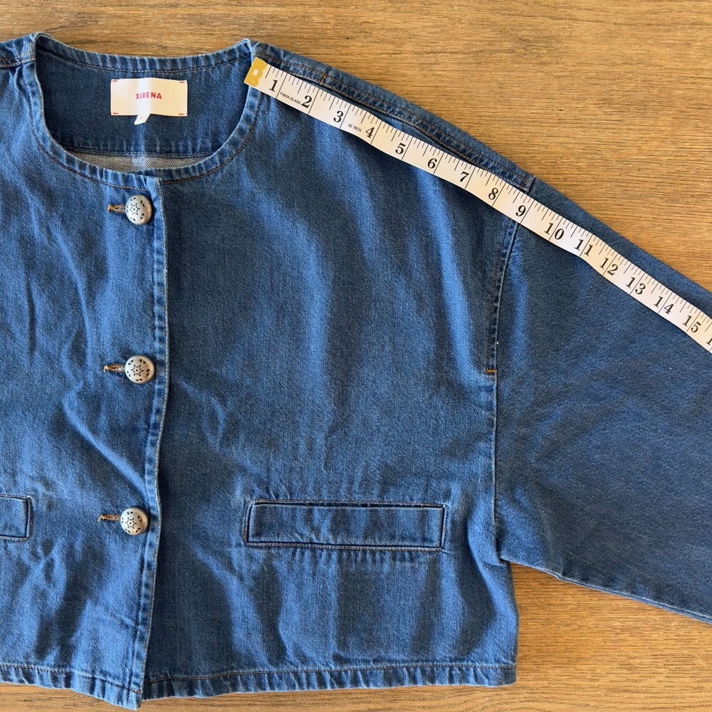 Xirena Paley Cropped Denim Boxy Oversized Jacket-Blue Jay-Womens Sze S-NWOT $345 - Picture 12 of 16